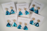 Capri Blue Pavé Triangle Crystal Drop Statement Earrings