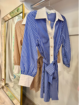 Collared Waist Pleated Shirtdress