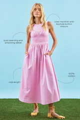 Lauren Dress in Watermelon Stripe