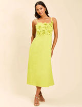 Esperanza Midi Dress in Citrus Green