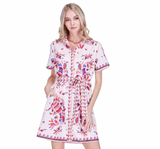 Short Sleeve Shirtdress in Retro Floral