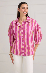 The Mollie Shirt in Hello Goodbye Stripe