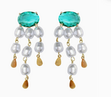 Emerald and Pearl Tassel Earrings