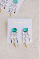 Emerald and Pearl Tassel Earrings