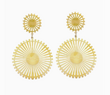 Gold Pinwheel Drop Earrings