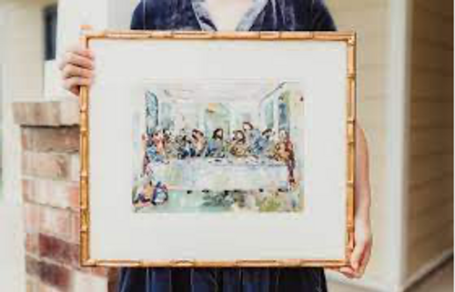 The Legacy Meal in Blues Gold Bamboo Frame 21x18