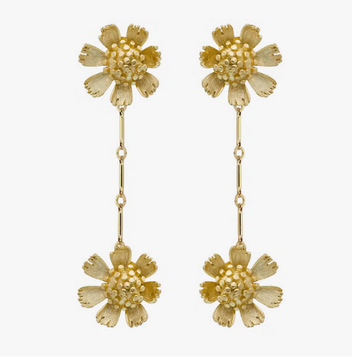 Gold Double Wild Flower Earrings