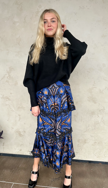 Martina Scarf Blue Beaded Midi Skirt