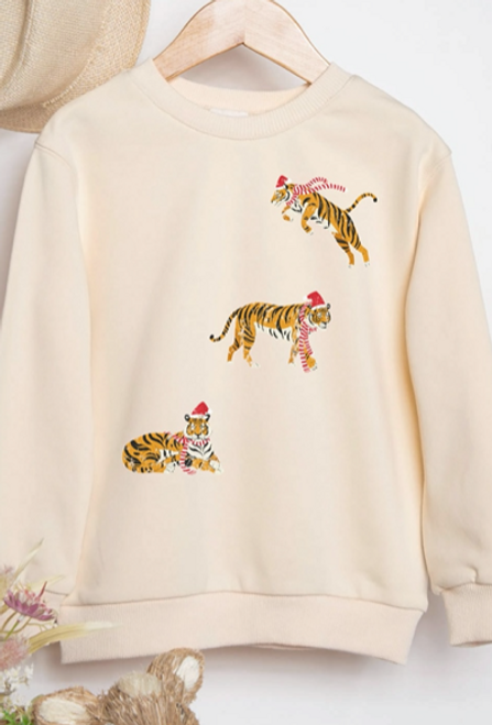 Kids Santa Hat Tiger Sweatshirt