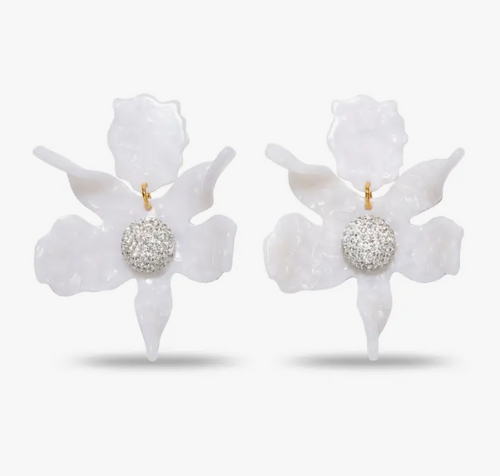 Crystal Lily Clip On Earrings