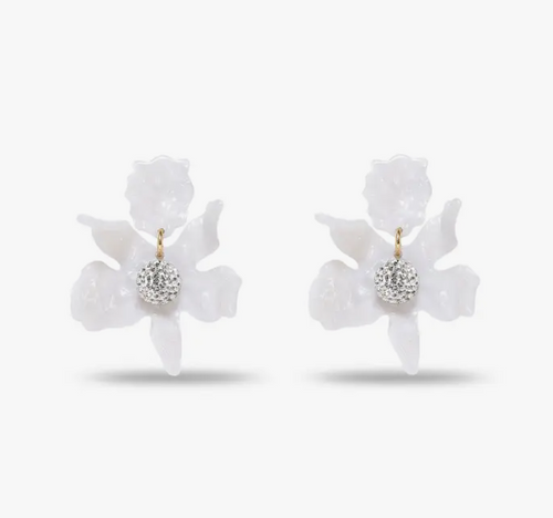 Mother of Pearl Small Crystal Lily Earrings