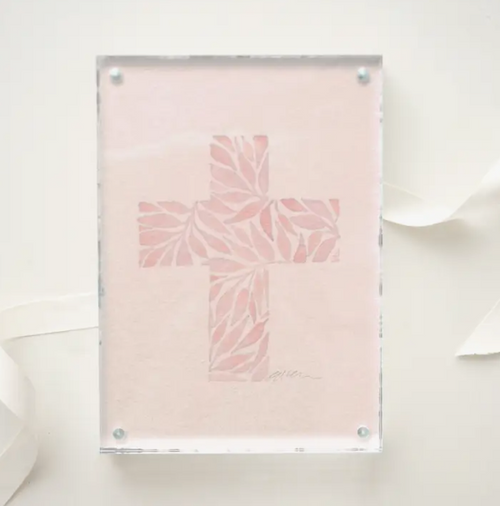 Pink Cross Framed Acrylic