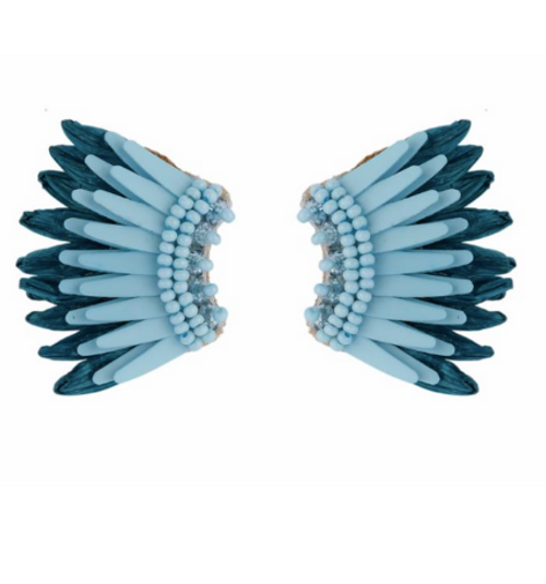 Micro Raffia Madeline Earrings in Denim