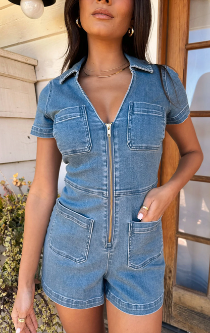 Ranch Romper in French Blue