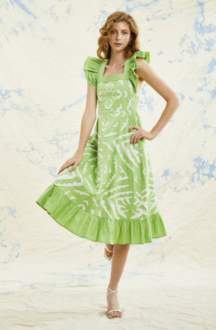 Arya Dress Opaline Green/White