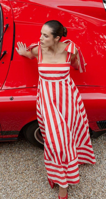 Red Waldo Stripe Maxi Dress