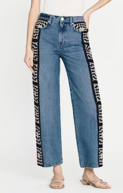 Le Jane Wide Leg Crop Crochet Jeans