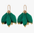 Emerald Gold Dipped Feather Earrings