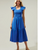 Ingrid Poplin Smocked Tiered Dress in Cobalt