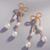 Bow Ball Chain w/ Pearl Bead Earrings