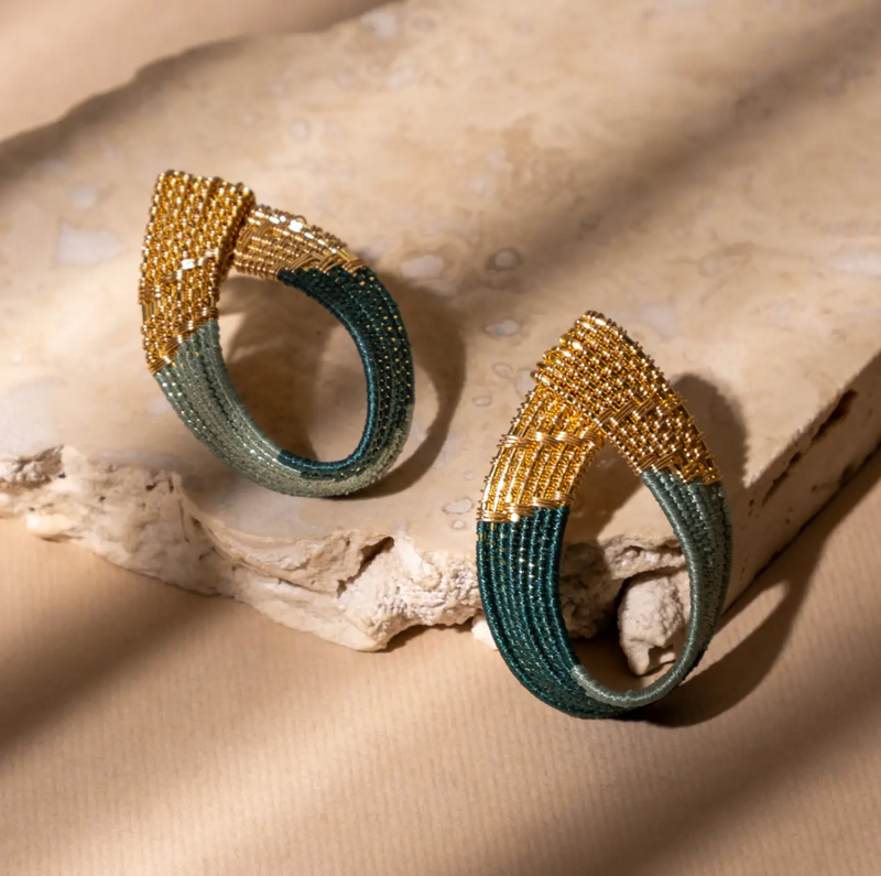 Handwoven Twisted Wire Loop Earring
