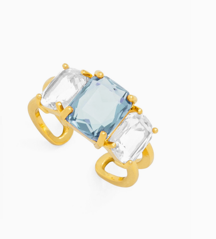 Three Crystal Adjustable Ring