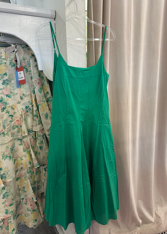 Fitted and Flared Sundress in Green