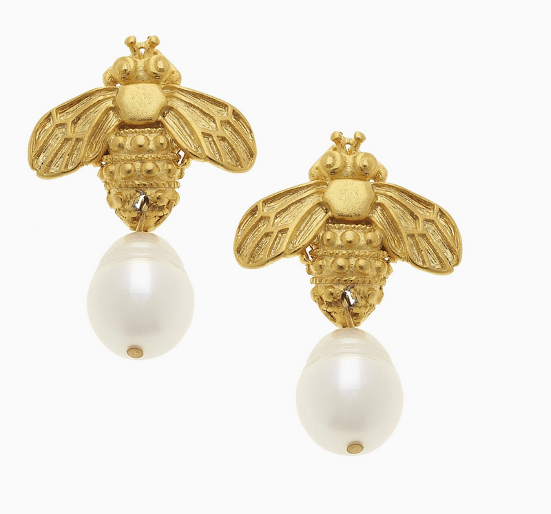 Gold Bee and Genuine Freshwater Pearl