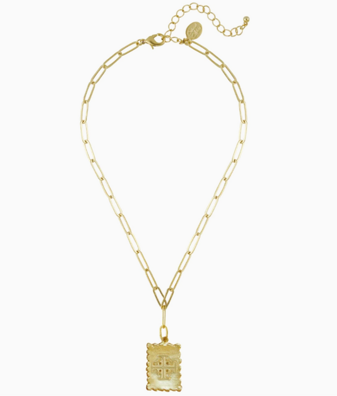 Jerusalem Cross Stamped Necklace