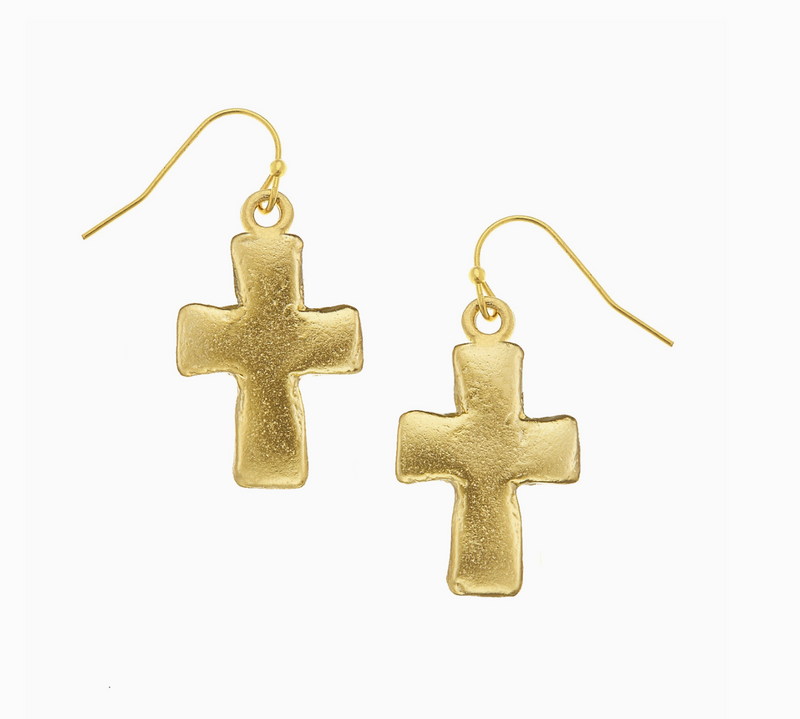 Small Cross Drop Earrings