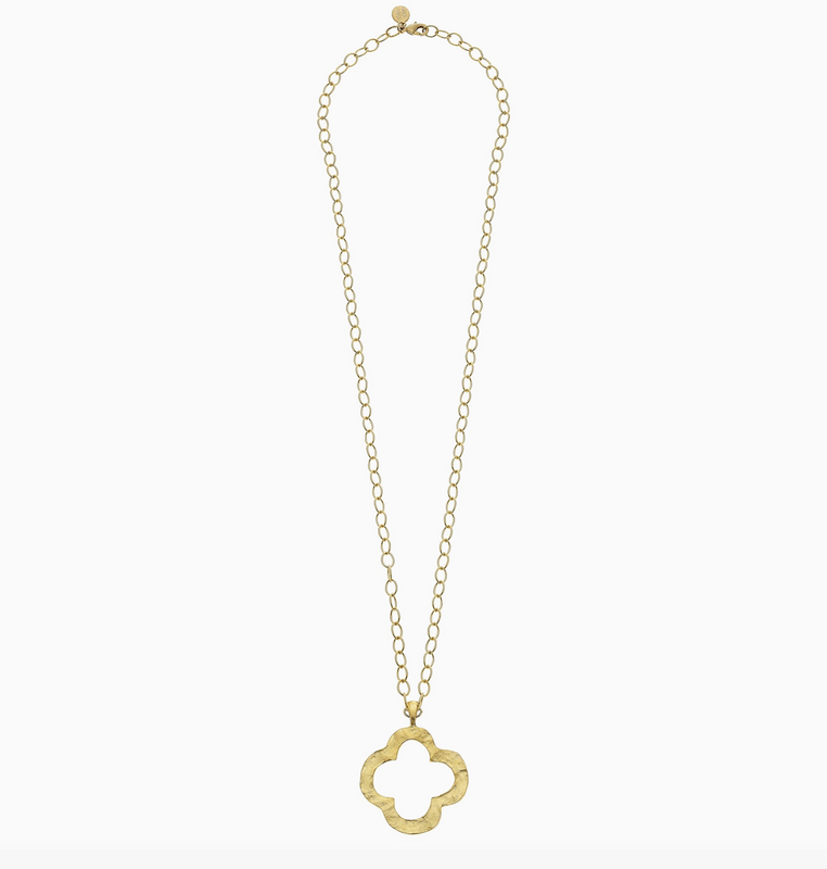 Long Gold Open Clover Necklace