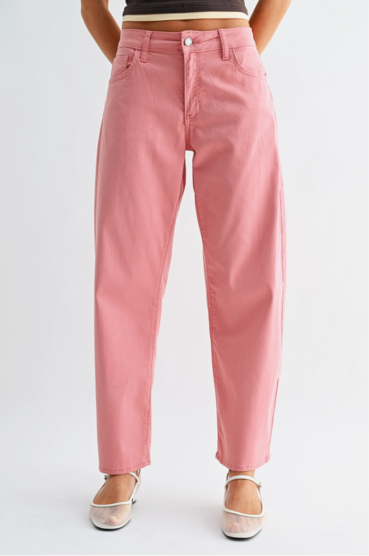 Pink Washed Barrel Jeans