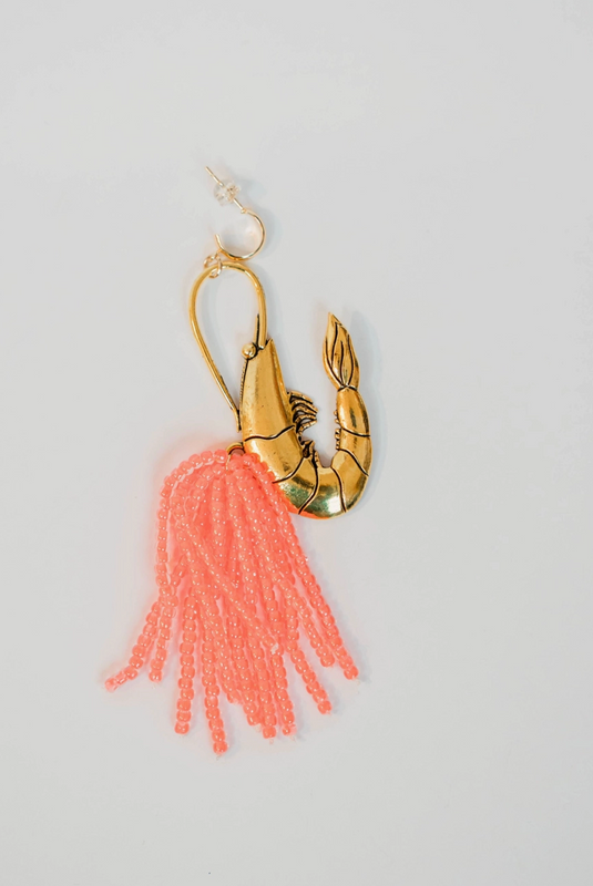 Shrimp Cocktail Tassel Earrings