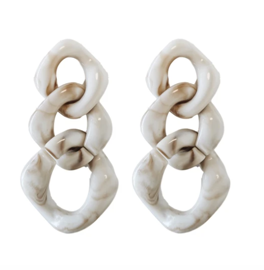 Cream Lucite Chain Drop Earring