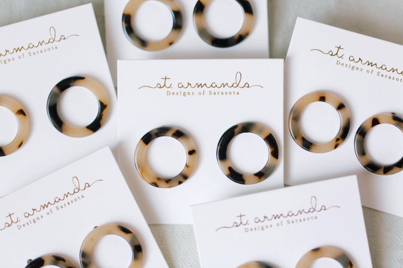 Mini Blonde Tortoise Open Circle Studs