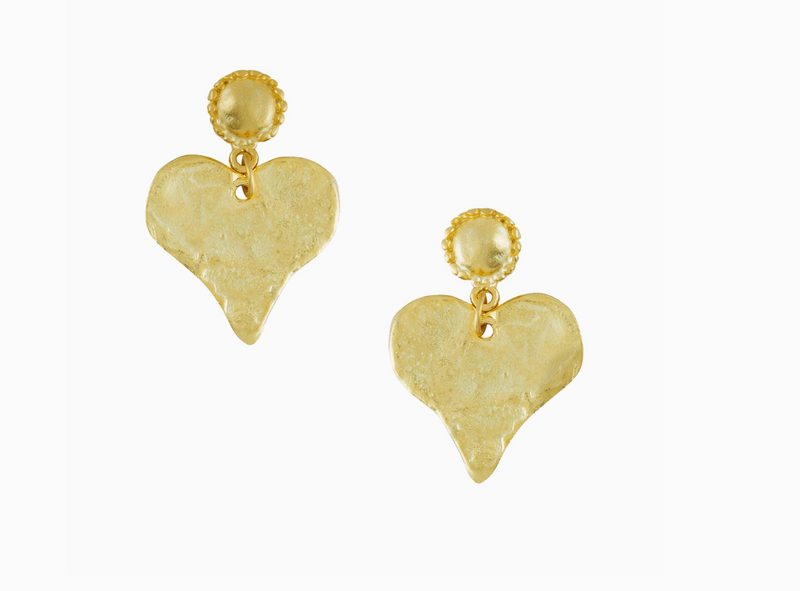 Gold Heart with Beaded Top Earrings