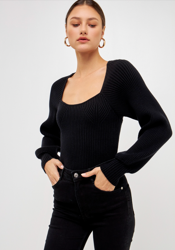 Knit Square Neckline Sweater Knit Square Neckline Sweater