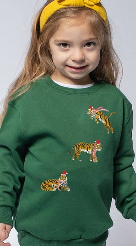 Kids Santa Hat Tiger Sweatshirt Kids Santa Hat Tiger Sweatshirt