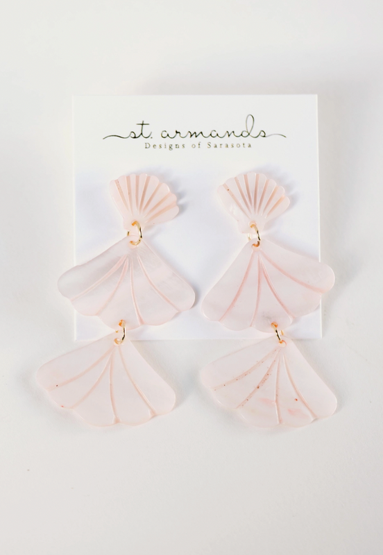 Pink Mermaid Shell Drop Earrings