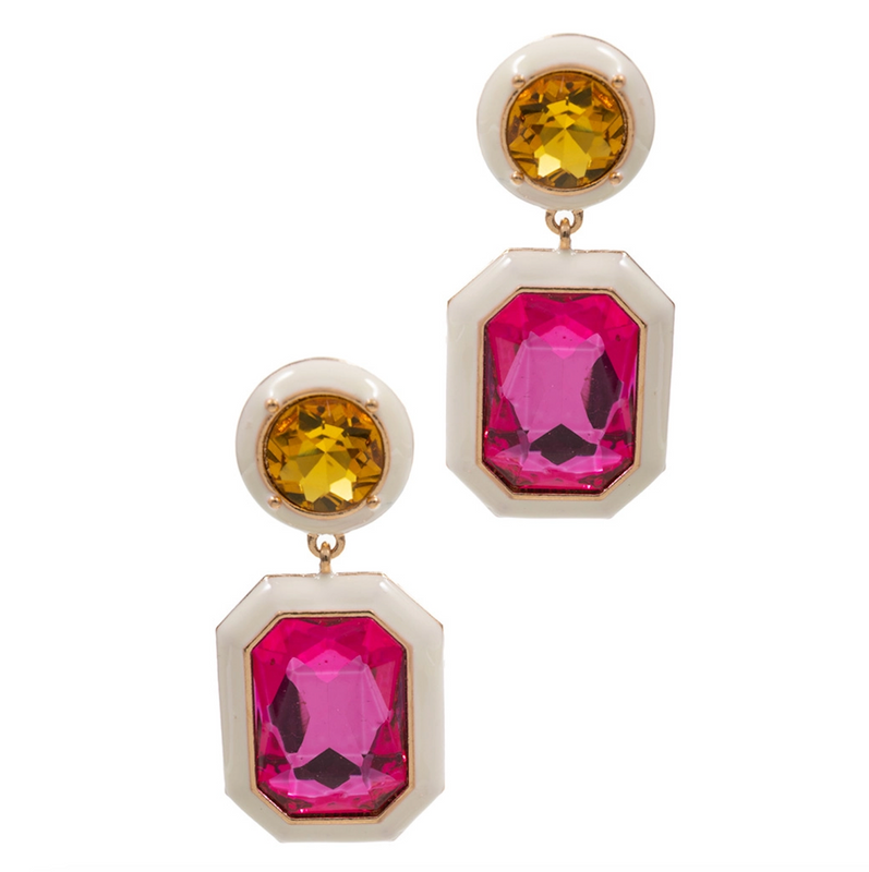 Irregular Shaped Multi Glass Stone Earrings