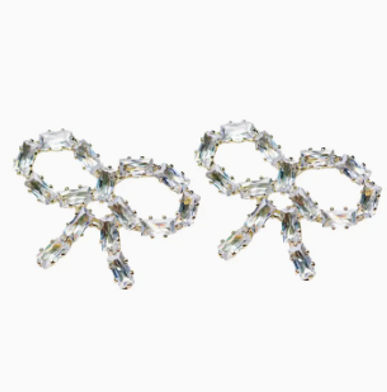 Sparkling Diamond Mini Statement Bow Earrings