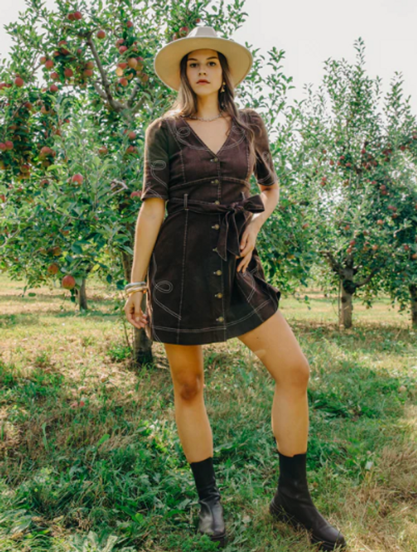 Ines Denim Dress in Espresso