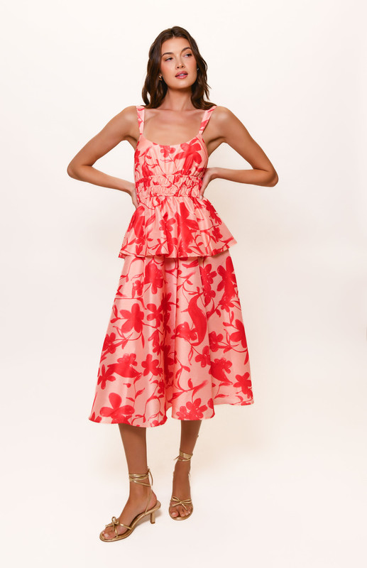 Desirae Dress in Red Lipstick Floral