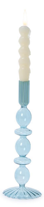 Shades of Blue Hand-Blown Glass Candle Holders