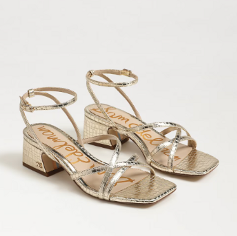 Whitley Block Heel in Gold