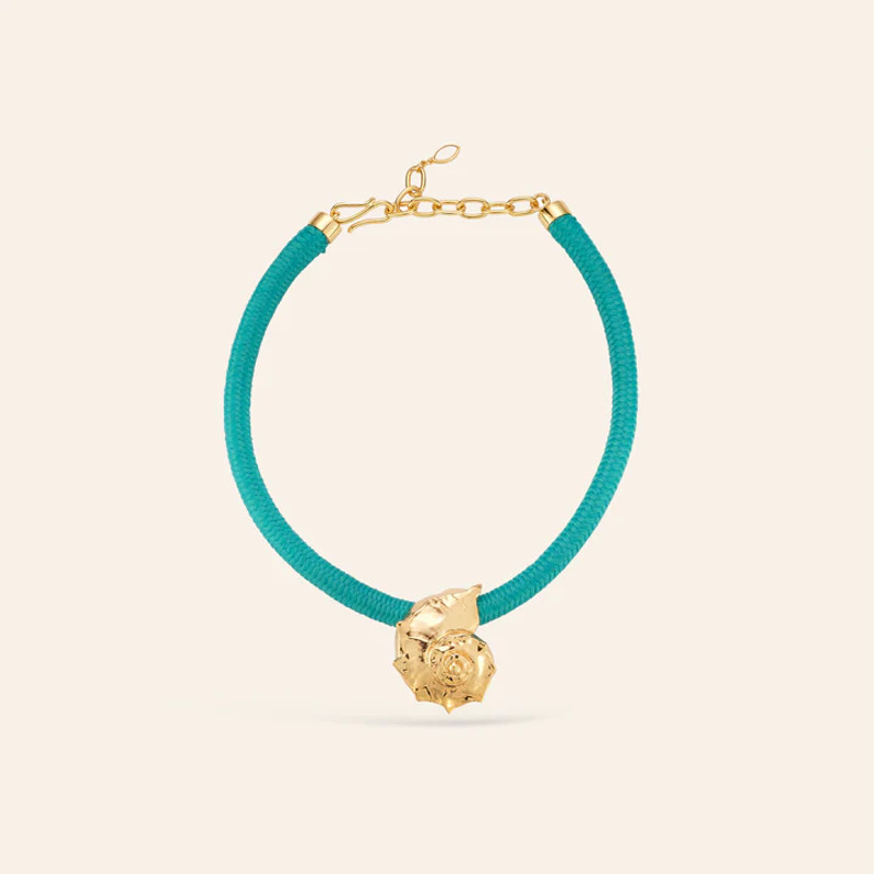 Concha Necklace in Cerulean and Gold