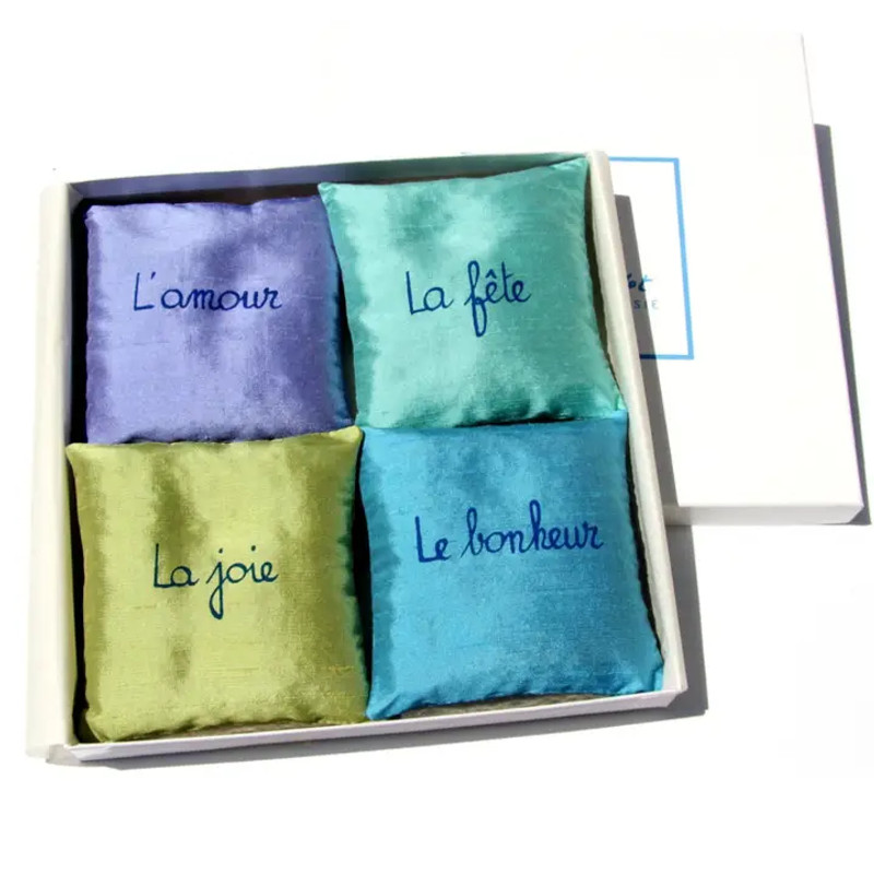 4 Silk Lavender Sachets Set