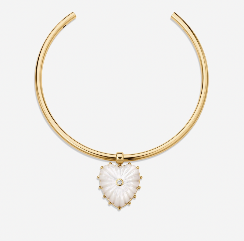 Malene Mother of Pearl Heart Choker Necklace Malene Mother of Pearl Heart Choker Necklace