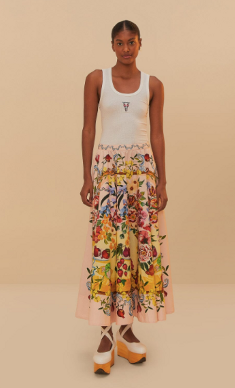 Garden Terrace Pink Midi Skirt