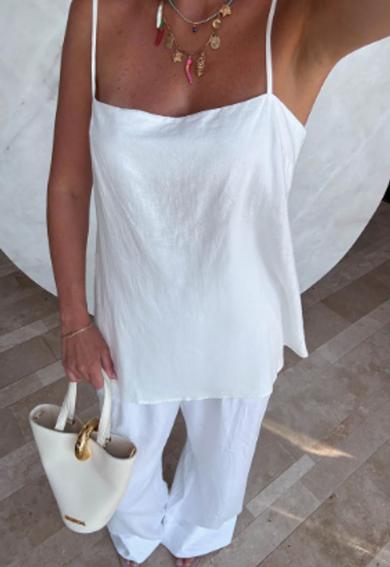 Abby Top in White Linen